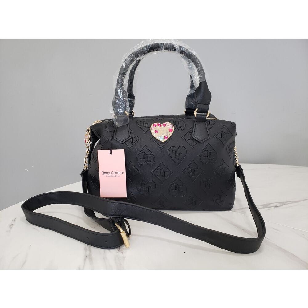NEW Black Juicy Couture Purse Bag Liquorice Glitzed Out Satchel Large Bowler y2k